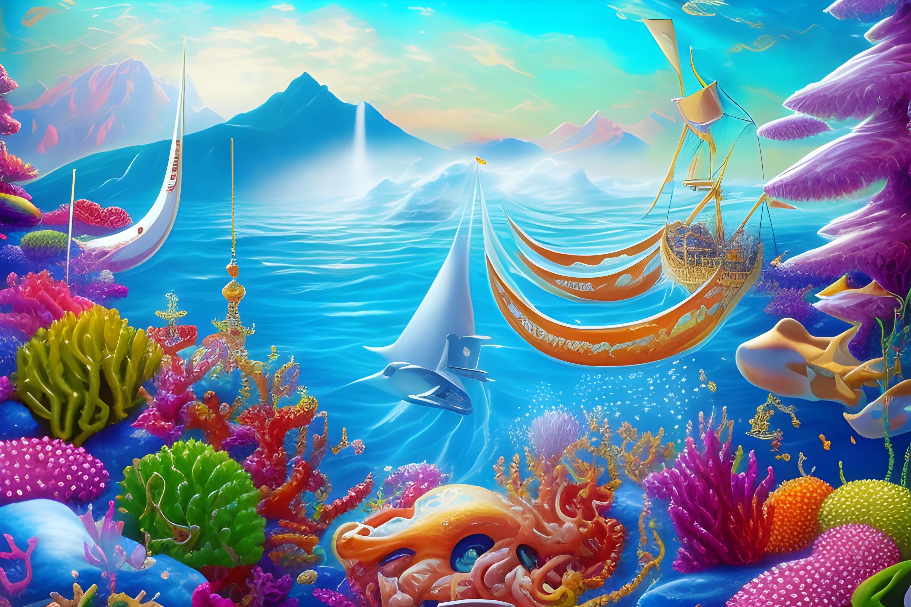 глубины океана, дно, пещера, коряги, камни, глыбы, аквалангист, Ocean depth Underwater empty landsc…